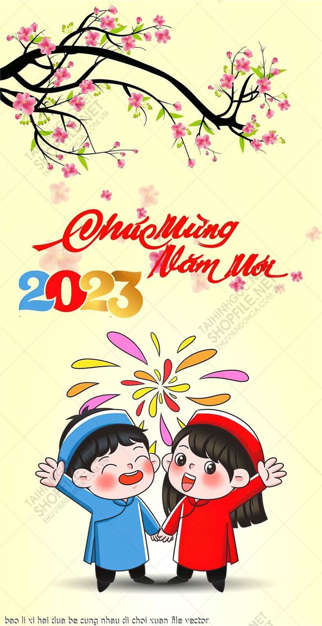 bao li xi hai dua be cung nhau di choi xuan file vector